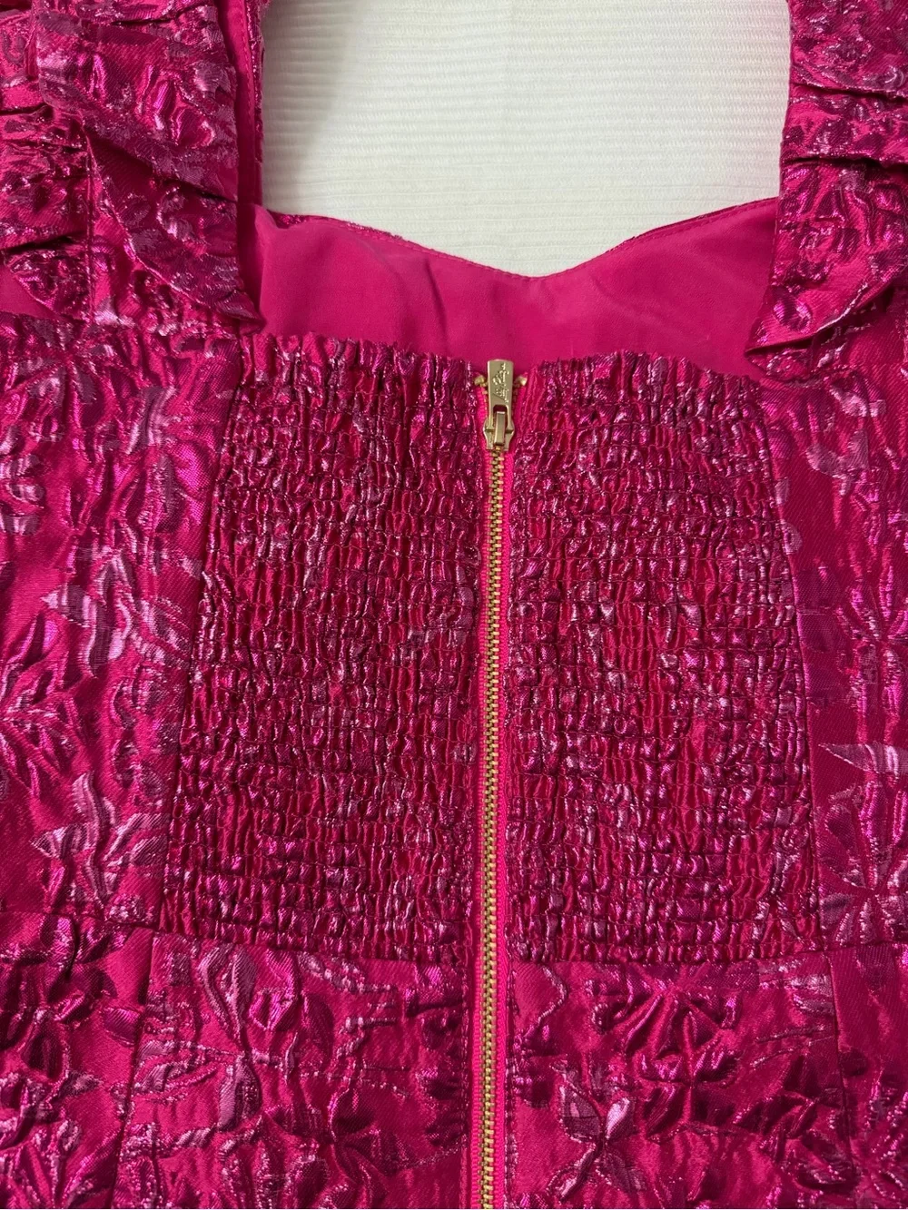 Lilly Pulitzer cocktail Fuchsia Party Dress with Ruffle Straps, sequences